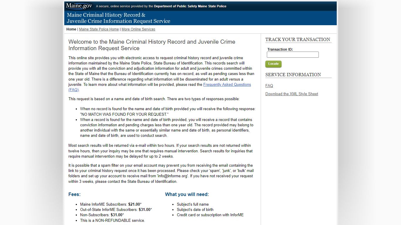 Maine Criminal History Record & Juvenile Crime Information ...