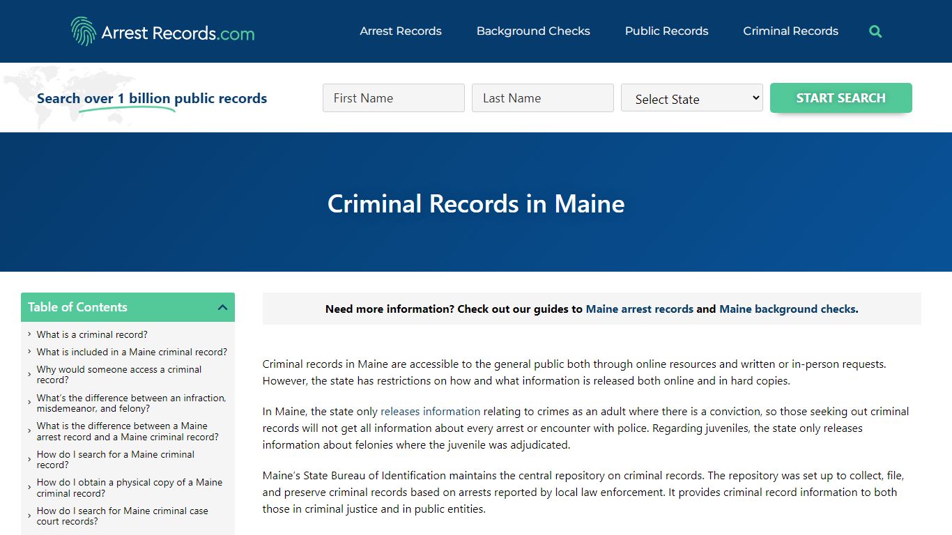 Maine Criminal Records - Arrest Records.com